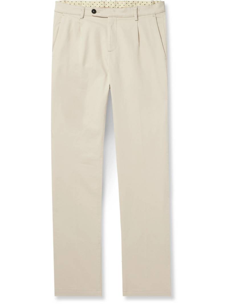Massimo Alba - Ionio2 Straight-Leg Pleated Cotton-Blend Twill Trousers - Men - Neutrals - IT 50 von Massimo Alba