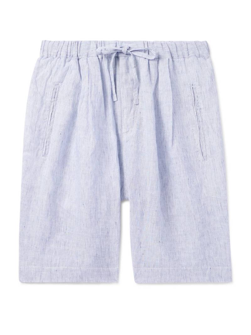 Massimo Alba - Kevin Straight-Leg Pleated Linen Drawstring Shorts - Men - Blue - L von Massimo Alba