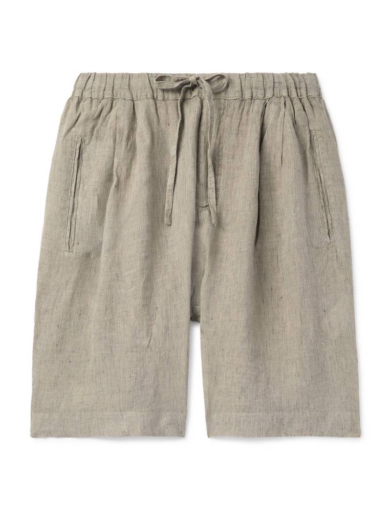 Massimo Alba - Kevin Straight-Leg Pleated Linen Drawstring Shorts - Men - Neutrals - XL von Massimo Alba