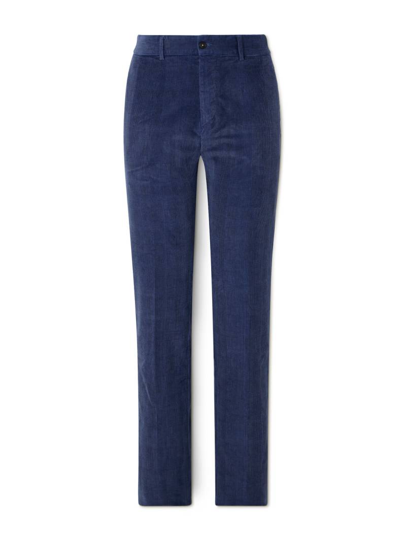 Massimo Alba - Mauko Straight-Leg Prince of Wales Checked Cotton-Blend Corduroy Suit Trousers - Men - Blue - IT 54 von Massimo Alba