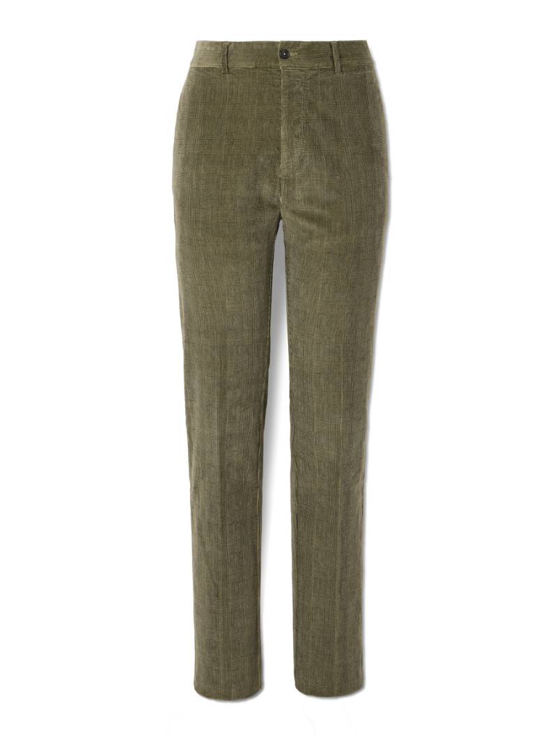 Massimo Alba - Mauko Straight-Leg Prince of Wales Checked Cotton-Blend Corduroy Suit Trousers - Men - Green - IT 56 von Massimo Alba