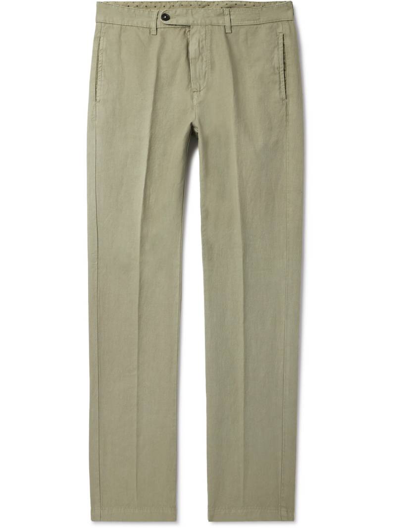 Massimo Alba - Winch2 Slim-Fit Straight-Leg Cotton and Linen-Blend Trousers - Men - Green - IT 48 von Massimo Alba