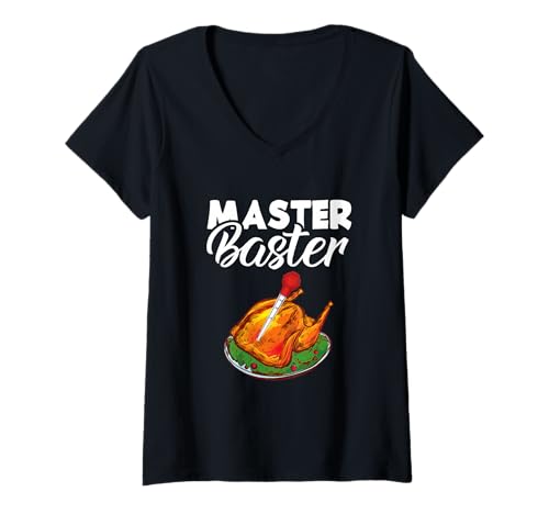 Damen Truthahn Day Baster Chef Funny Thanksgiving Food Master Baster T-Shirt mit V-Ausschnitt Damen Truthahn Day Baster Chef Funny Thanksgiving Food Master Baster T-Shirt mit V-Ausschnitt von Master Baster Turkey Day Thanksgiving Gift