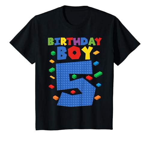 Kinder Kinder Spielzeugblock 5. Geburtstag Junge 5 Fünf Jahre Bausteine T-Shirt Kinder Kinder Spielzeugblock 5. Geburtstag Junge 5 Fünf Jahre Bausteine T-Shirt von Master Builder Birthday Boy Novelty Shirt Gifts