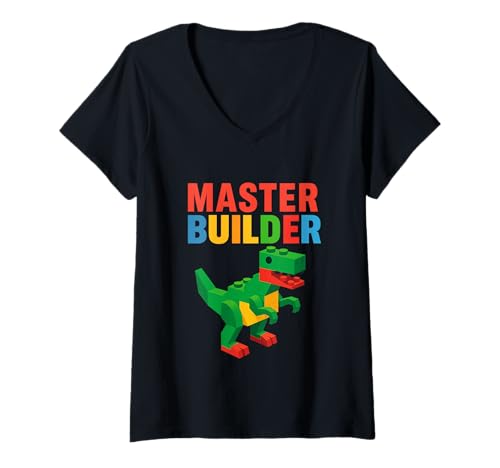 Damen Master Builder T Rex Dinosaurier Geschenkidee T-Shirt mit V-Ausschnitt Damen Master Builder T Rex Dinosaurier Geschenkidee T-Shirt mit V-Ausschnitt von Master Builder Co Team