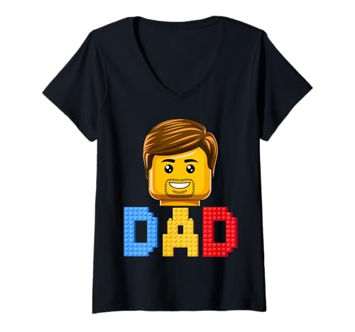 Damen Familie, Vater, Baumeister, Bausteine, Bausteine, Vatertag T-Shirt mit V-Ausschnitt von Master Builder Family Birthday Kids Toddler Gifts