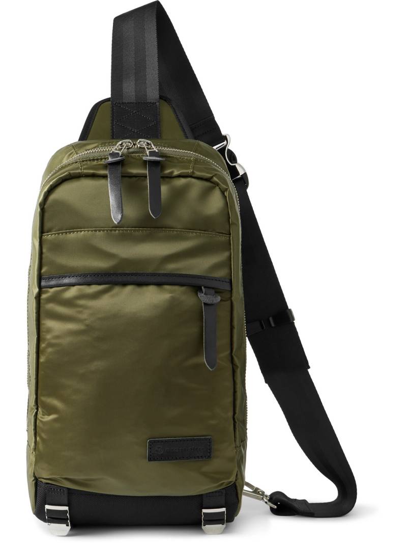 Master-Piece - Lightning Leather-Trimmed Nylon Sling Backpack - Men - Green von Master-Piece