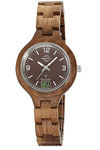 Master Time Funk Quarz Damen Uhr Analog-Digital mit Holz Armband MTLW-10750-81W von Master Time