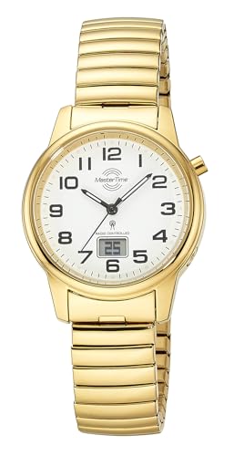 Master Time Funk Quarz Damen Uhr Analog mit digitalem Datum mit Edelstahl Armband MTLA-10947-12Z von Master Time