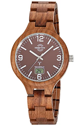 Master Time Funk Quarz Herren Uhr Analog-Digital mit Holz (Walnuss) Armband MTGW-10749-81W von Master Time