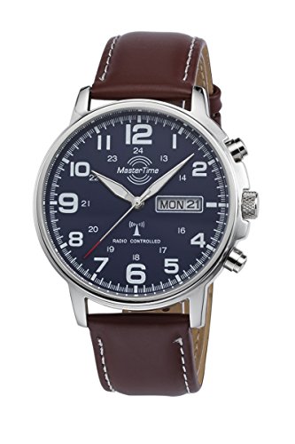 Master Time Funk Quarz Herren Uhr Analog mit Leder Armband MTGA-10621-20L von Master Time