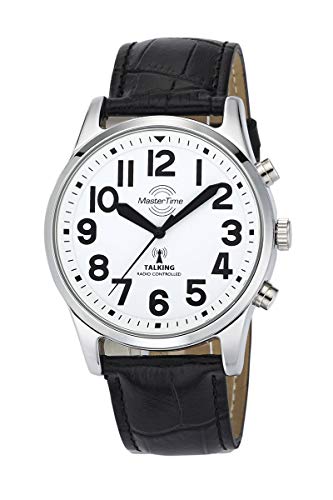 Master Time Funk Quarz Sprechende Herren Uhr Analog mit Leder Armband MTGA-10690-60L von Master Time