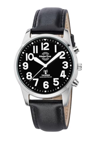 Master Time Funk Quarz Sprechende Herren Uhr Analog mit Leder Armband MTGA-10868-22L von Master Time