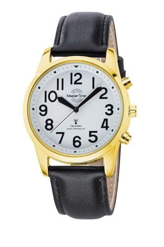 Master Time Funk Quarz Sprechende Herren Uhr Analog mit Leder Armband MTGA-10940-12L von Master Time