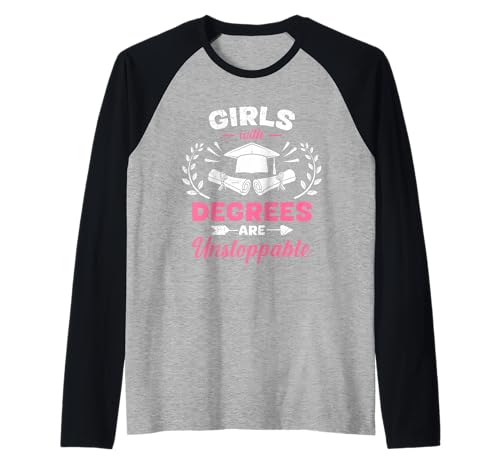 Masterabschluss GIRLS WITH DREGRESS UNSTOPPABLE Frauen Raglan von Master of Education Geschenk Abschluss T-Shirt