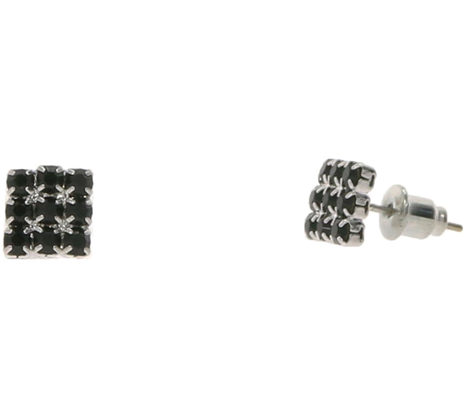 MasterDis Ohrringe schöne Messing-Ohrstecker mit Strass-Steinchen Schwarz/Silber von MasterDis