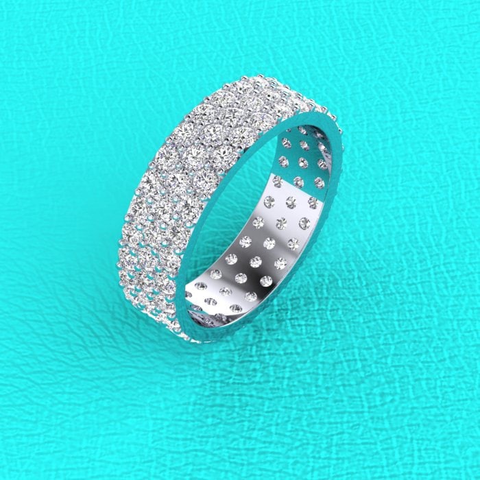 14K Weißgold 3 Reihige Geteilte Zacke Volle Ewigkeit von MasterJeweler