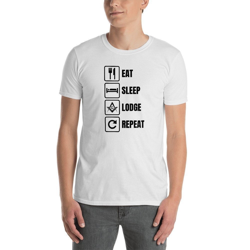 Masonic Shirt, Freimaurer Eat Sleep Castle Rapport & Kompass, Shirt von MasterMasonMade