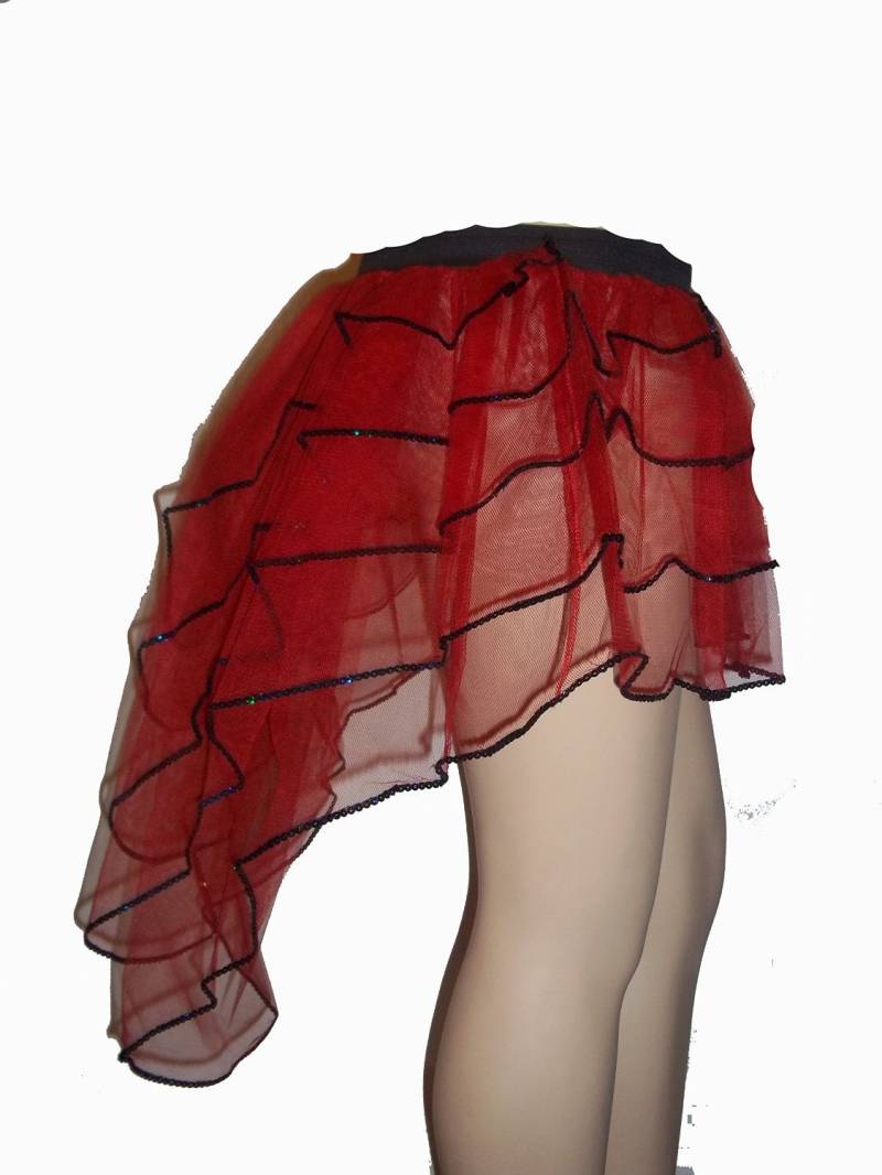 Rot Peacock Treiben Burleske Pailletten Getrimmt Tutu Rock Tanz Rave Phantasie Weihnachten Junggesellinnenabschied von MasterMind92