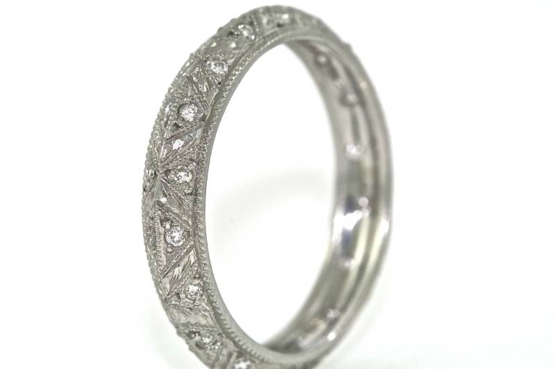 Platinum - Und Diamond Antiken Stil Art-Deco Design Ehering von MasterPieceJewelers