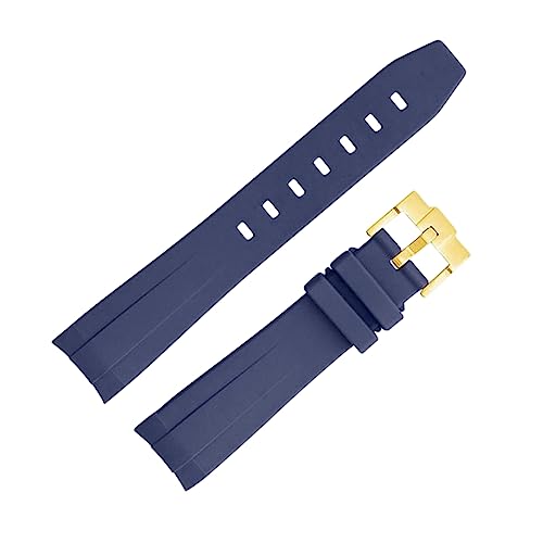 Armband mit gebogenem Ende, hochfestes Kautschukarmband, 20 mm, 22 mm, wasserdichtes Schnellverschluss-Uhrenarmband, Blaues Gold, 20mm von MasterUnion