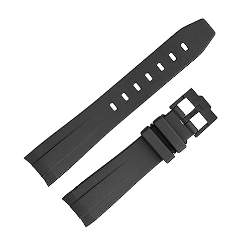 Armband mit gebogenem Ende, hochfestes Kautschukarmband, 20 mm, 22 mm, wasserdichtes Schnellverschluss-Uhrenarmband, Schwarz Schwarz, 21mm von MasterUnion