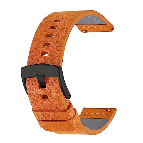 MasterUnion Armband Handgefertigtes Echtleder-Uhrenarmband mit Schnellverschluss, Vintage-Stil, 18-24 mm, Orange Schwarz, 24mm von MasterUnion
