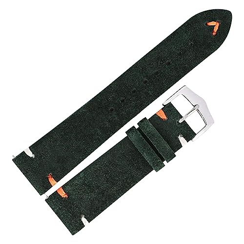 MasterUnion Armband aus Wildleder mit Schnellverschluss, 20 mm, 22 mm, handgefertigtes Armband mit Vintage-Nähten, Grün 2, 20mm von MasterUnion