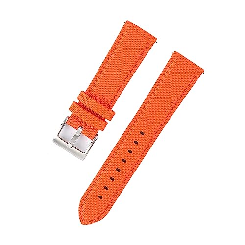 MasterUnion Uhrenarmband Nylon Leder Schnellverschluss Uhrenarmband 22 mm 20 mm Uhrenarmband, Orange, 20mm von MasterUnion