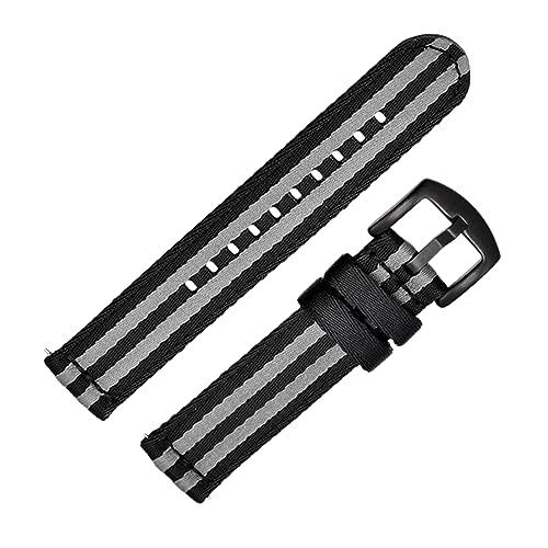 MasterUnion Uhrenarmband Nylonband Canvas Uhrenarmband Armband 18-24 mm, Schwarzgrau 1, 24mm von MasterUnion