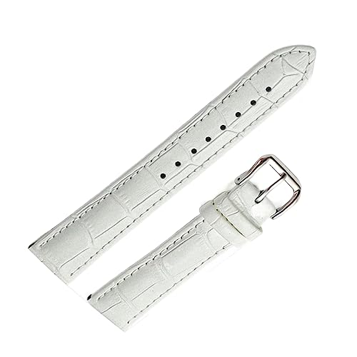 MasterUnion Uhrenarmband aus echtem Leder mit Dornschließe, 10-24 mm, Uhrenzubehör, Weiss, 21mm von MasterUnion