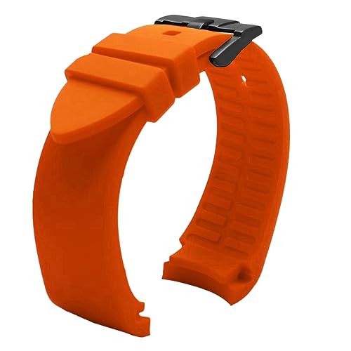 Uhrenarmband, Kautschukband, gebogene Schnittstelle, Edelstahlschnalle, wasserdicht, Herren-Ersatzband, Uhrenzubehör, 20 mm, 22 mm, Orange Schwarz, 22mm von MasterUnion