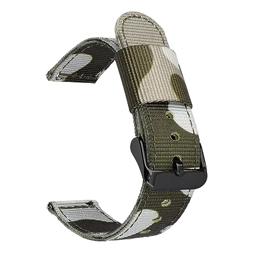 Uhrenarmband 18/20/22/24 mm Camo Nylonband Schnellverschluss Camouflage Herren Canvas Ersetzen Armband Uhrenarmband Gürtel Zubehör, Khaki-Camouflage 2, 18mm von MasterUnion