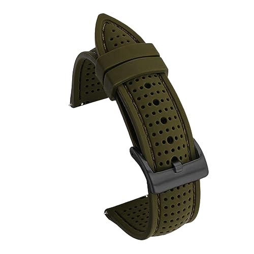 Uhrenarmband Kautschukband Wasserdicht Herren Ersatzband 18-24 mm, Armeegrün 1, 20mm von MasterUnion