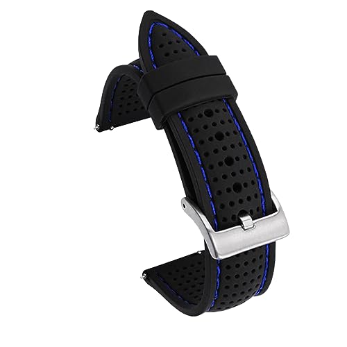 Uhrenarmband Kautschukband Wasserdicht Herren Ersatzband 18-24 mm, Schwarzblau 2, 20mm von MasterUnion