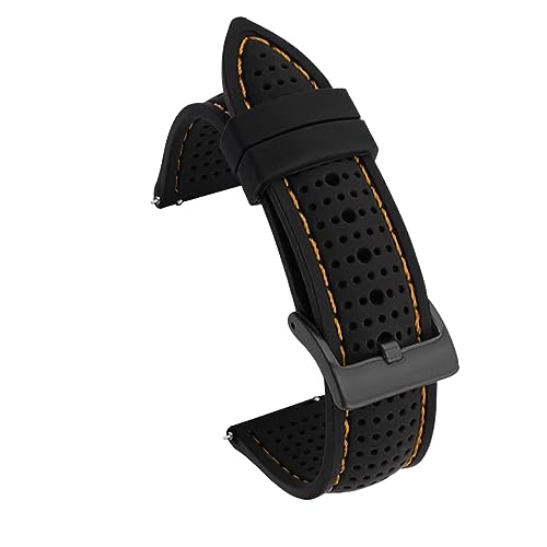 Uhrenarmband Kautschukband Wasserdicht Herren Ersatzband 18-24 mm, Schwarzorange 1, 22mm von MasterUnion