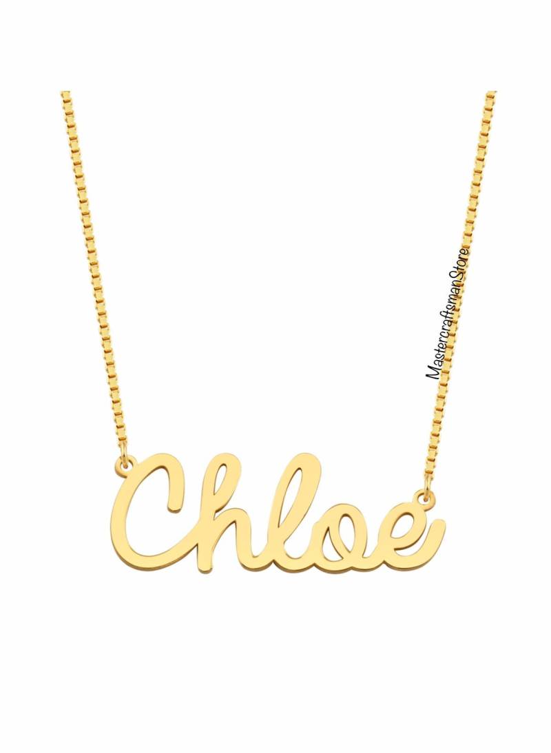 14 K Gelbgold Vergoldet Namen Halskette - Chloe Name Valentinstag Geschenk Gold Weihnachtsgeschenk Baby-Geschenk Mama von MastercraftsmanStore