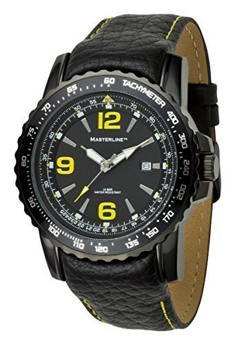 Masterline 1966 Herrenarmbanduhr 100m Leder schwarz Tachymeter ML06139003 von Masterline 1966