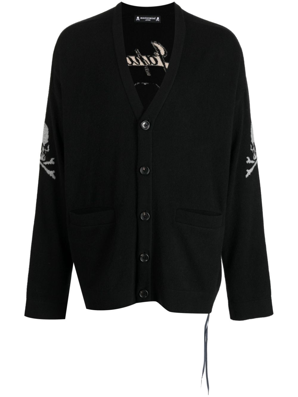 Mastermind Japan Kaschmircardigan mit Totenkopf-Intarsie - Schwarz von Mastermind Japan