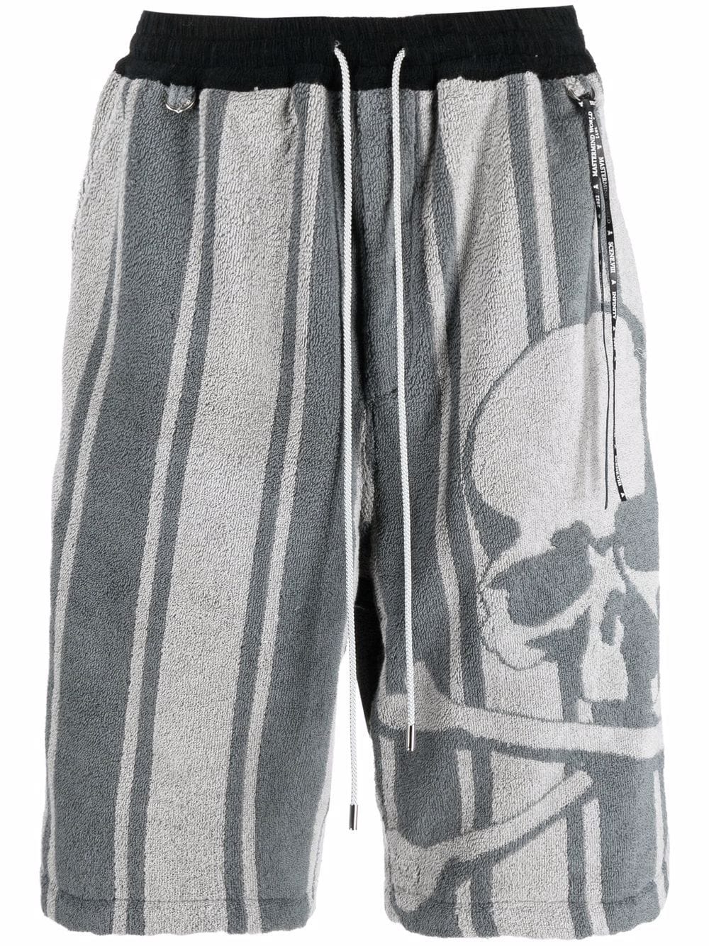 Mastermind World Gestreifte Joggingshorts mit Totenkopf - Grau von Mastermind World