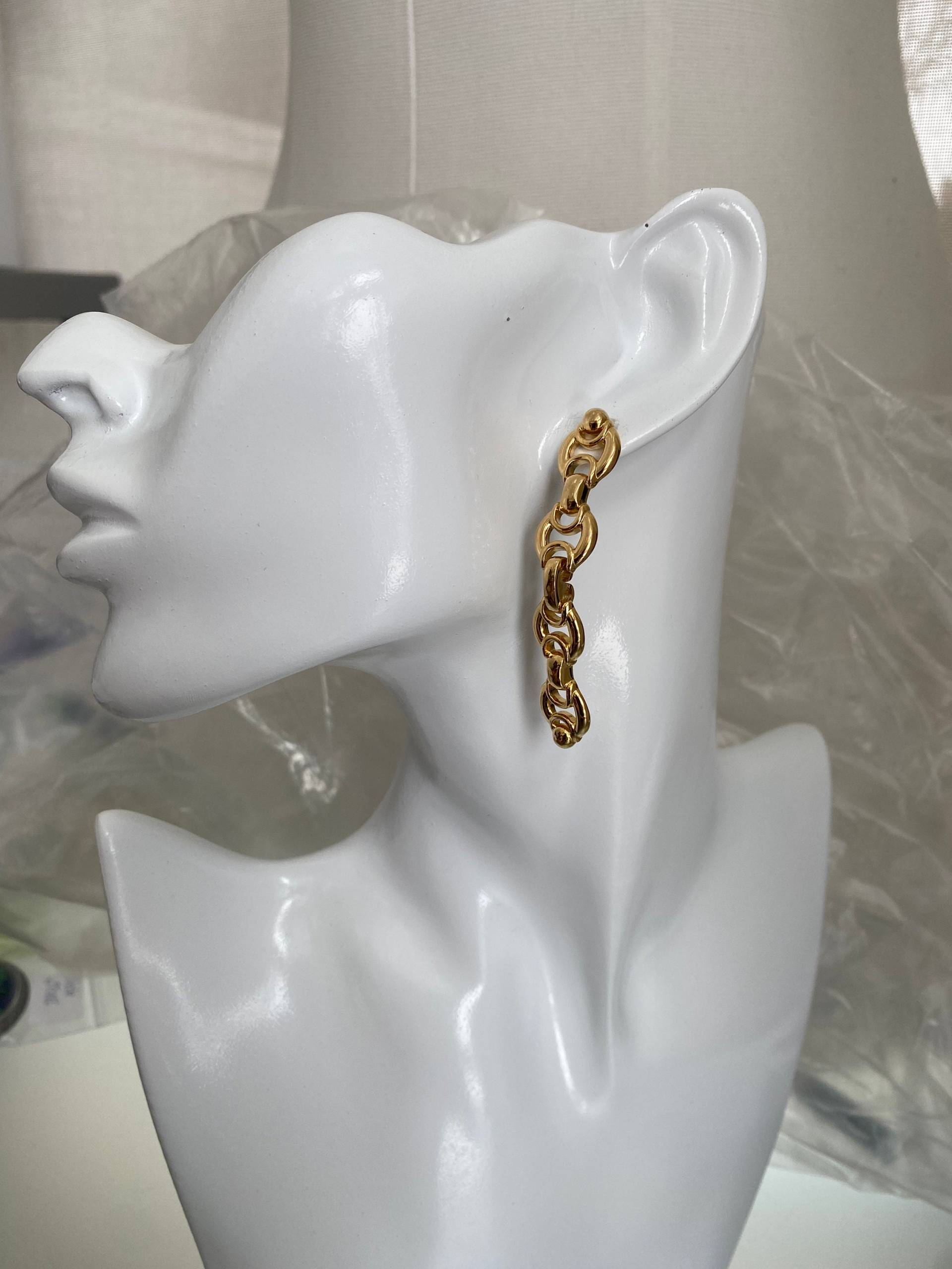 Lange Gold Ton Baumeln Ohrringe Modeschmuck Vintage Neue Alte Lager Durchbohrte Hergestellt in Den Usa Lange Gold Ton Baumeln Ohrringe Modeschmuck Vintage Neue Alte Lager Durchbohrte Hergestellt in Den Usa von Masterpearl