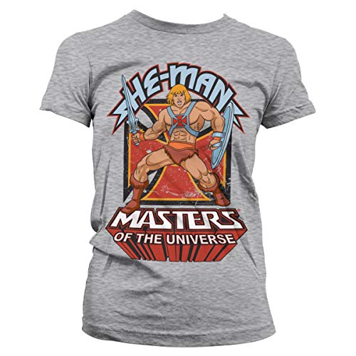 Masters of the Universe Offizielles Lizenzprodukt He-Man Damen T-Shirt (Heather-Grau), X-Large von Masters of the Universe