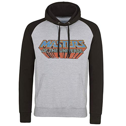 Masters of the Universe Offizielles Lizenzprodukt Washed Logo Baseball -Hoodie (Heather Gray-Schwarz), Medium von Masters of the Universe