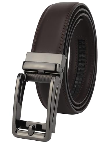 Masters & Stylists Herren Gürtel in Braun, ledergürtel herren mit automatischer Schnalle ohne Löcher, Eleganter e widerstandsfähig automatik gürtel, mit Geschenkbox, Breite 3,5 cm, Länge 120 cm von Masters & Stylists