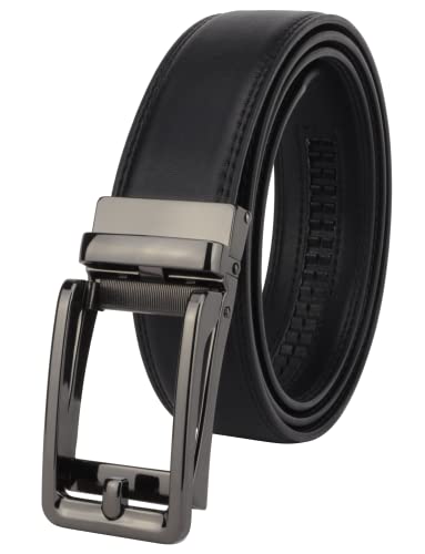 Masters & Stylists Herren Gürtel in Schwarz, ledergürtel herren mit automatischer Schnalle ohne Löcher, Eleganter e widerstandsfähig automatik gürtel, mit Geschenkbox, Breite 3,5 cm, Länge 120 cm von Masters & Stylists