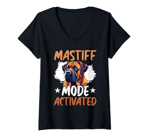 Damen Mastiff Hund T-Shirt mit V-Ausschnitt Damen Mastiff Hund T-Shirt mit V-Ausschnitt von Mastiff Gifts for Men and Women