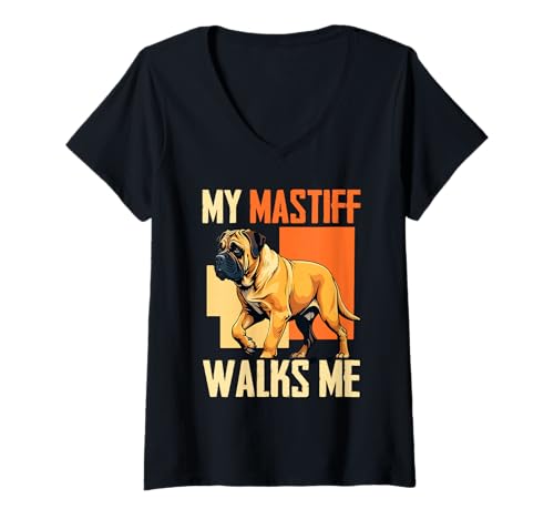 Damen Mastiff Hund T-Shirt mit V-Ausschnitt Damen Mastiff Hund T-Shirt mit V-Ausschnitt von Mastiff Gifts for Men and Women