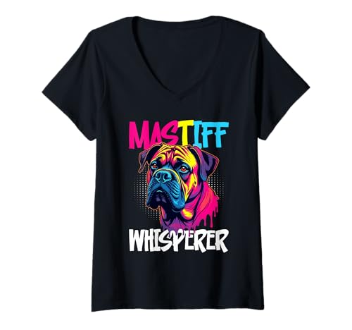 Damen Mastiff Hund T-Shirt mit V-Ausschnitt Damen Mastiff Hund T-Shirt mit V-Ausschnitt von Mastiff Gifts for Men and Women