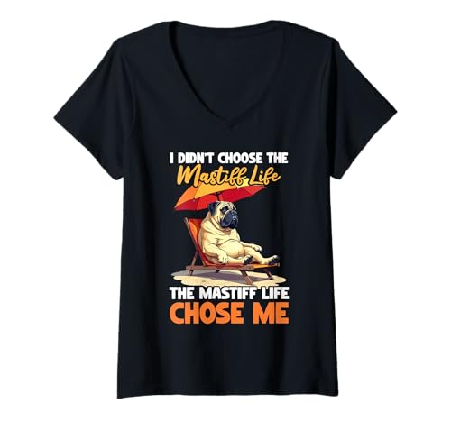 Damen Mastiff Hund T-Shirt mit V-Ausschnitt Damen Mastiff Hund T-Shirt mit V-Ausschnitt von Mastiff Gifts for Men and Women