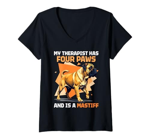 Damen Mastiff Hund T-Shirt mit V-Ausschnitt Damen Mastiff Hund T-Shirt mit V-Ausschnitt von Mastiff Gifts for Men and Women